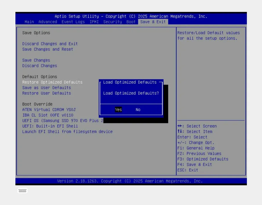 BIOS Restore Defaults